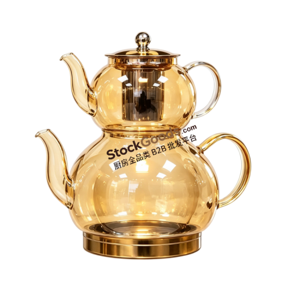 Premium Borosilicate Glass Teapot Set with Stainless Steel Lid, Stainless Steel Infuser, Stainless Steel Knob, Stainless Steel Composite Bottom, Induction Cooker Safe, 4 Colors Available